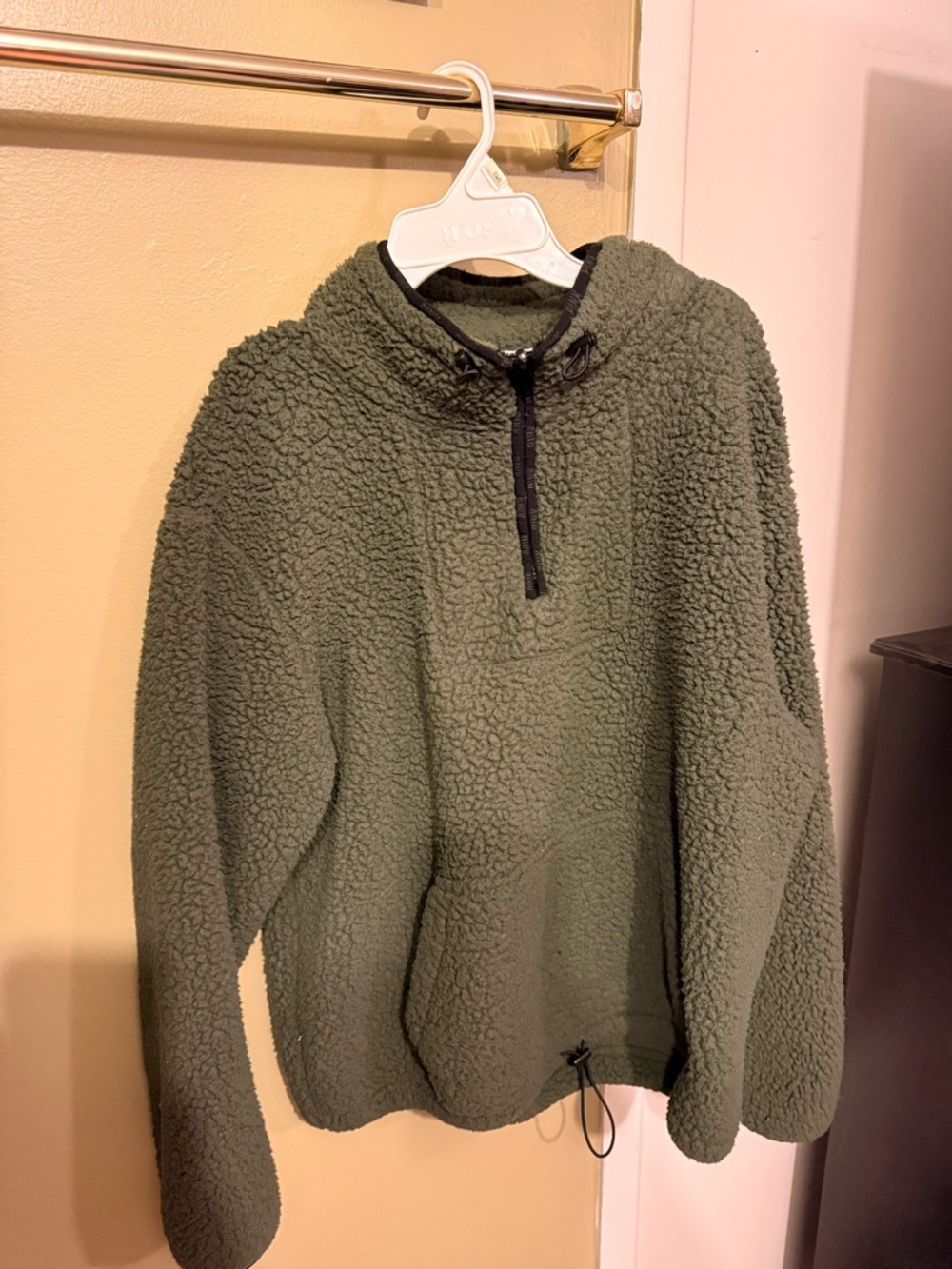 Victoria's Secret PINK Olive Green Sherpa Half-Zip Pullover